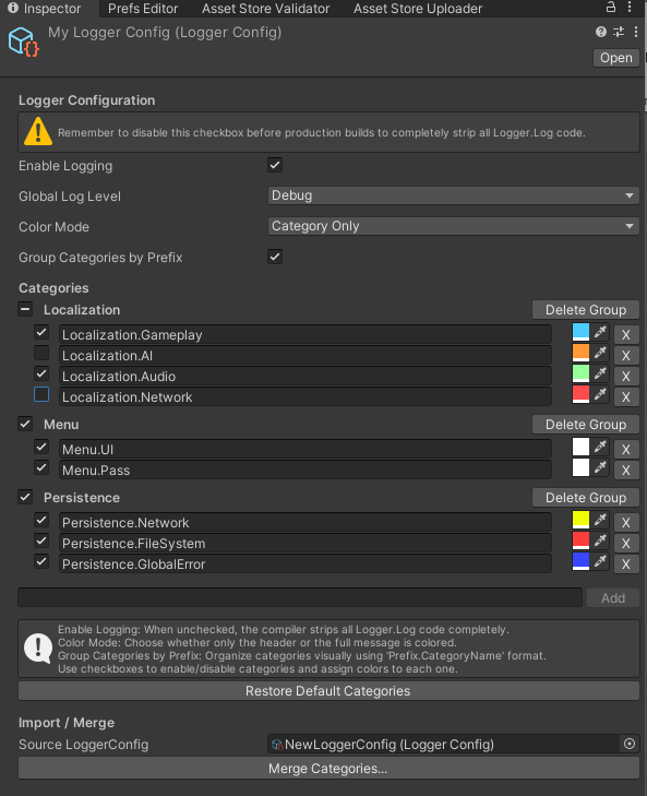 Create LoggerConfig